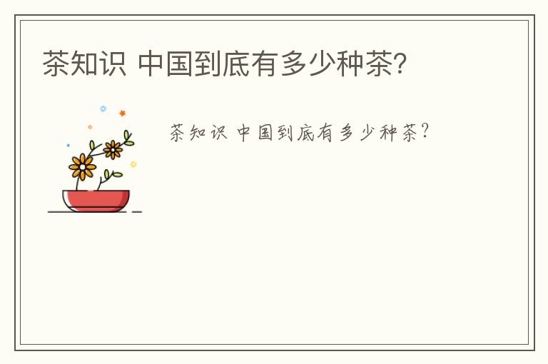 茶知识 中国到底有多少种茶？
