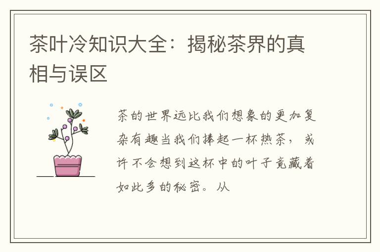 茶叶冷知识大全：揭秘茶界的真相与误区