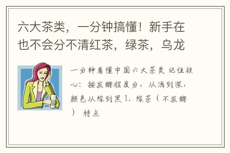 六大茶类，一分钟搞懂！新手在也不会分不清红茶，绿茶，乌龙茶