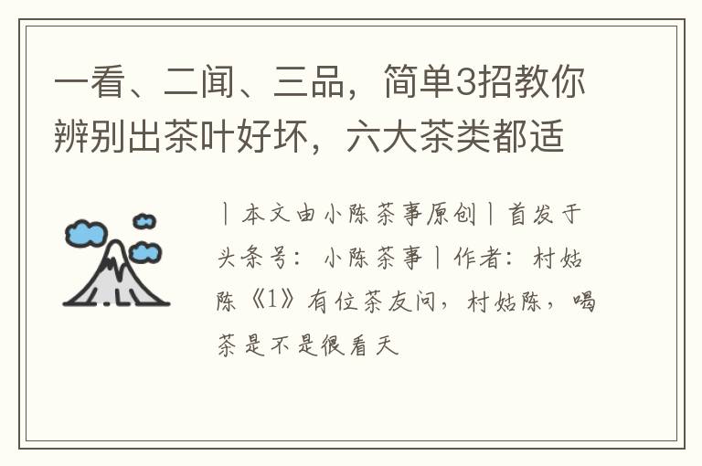 一看、二闻、三品,简单3招教你辨别出茶叶好坏,六大茶类都适用