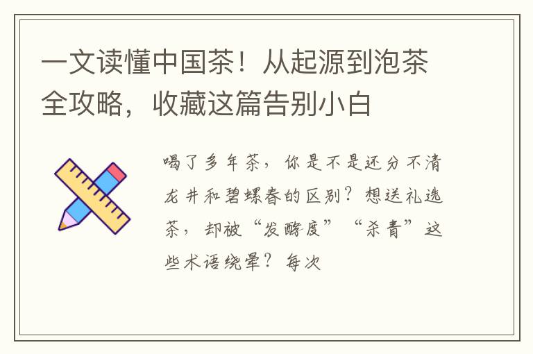 一文读懂中国茶！从起源到泡茶全攻略，收藏这篇告别小白