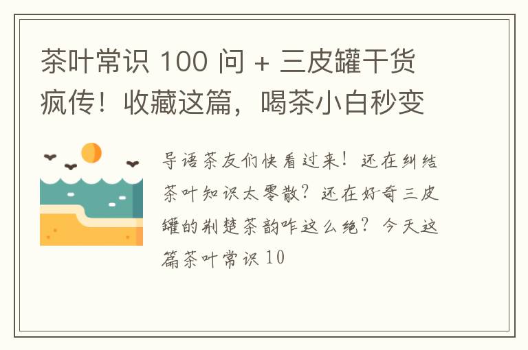 茶叶常识 100 问 + 三皮罐干货疯传！收藏这篇，喝茶小白秒变圈内达人