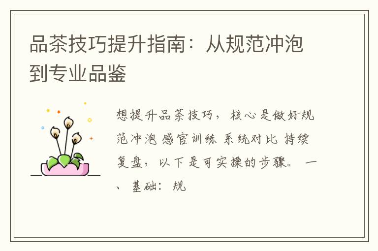 品茶技巧提升指南：从规范冲泡到专业品鉴