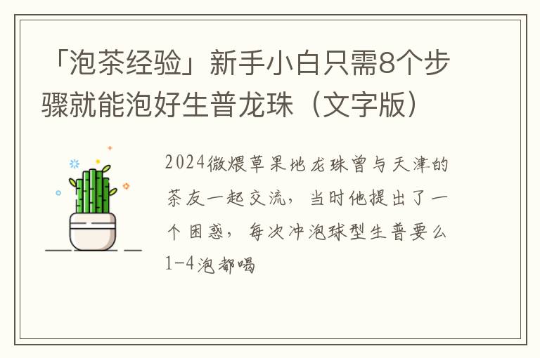 「泡茶经验」新手小白只需8个步骤就能泡好生普龙珠（文字版）