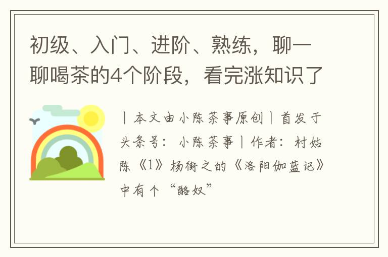 初级、入门、进阶、熟练，聊一聊喝茶的4个阶段，看完涨知识了
