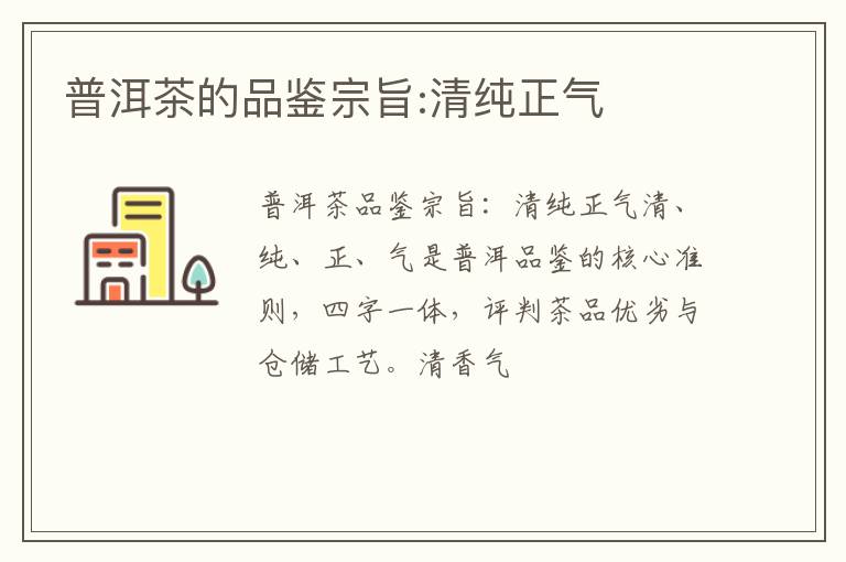 普洱茶的品鉴宗旨:清纯正气