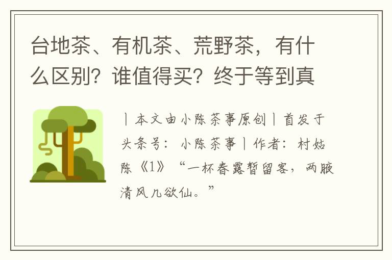 台地茶、有机茶、荒野茶，有什么区别？谁值得买？终于等到真相了