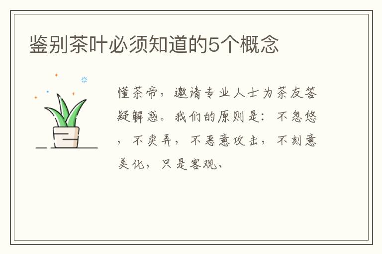 鉴别茶叶必须知道的5个概念