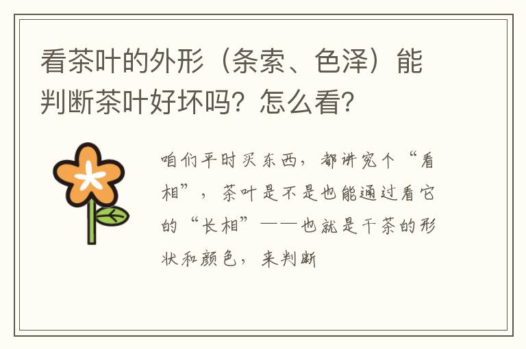 看茶叶的外形（条索、色泽）能判断茶叶好坏吗？怎么看？