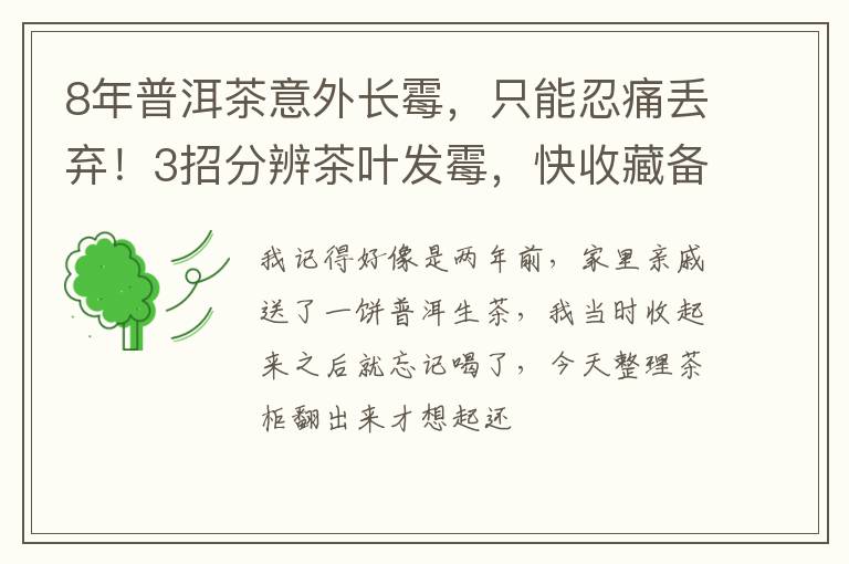8年普洱茶意外长霉，只能忍痛丢弃！3招分辨茶叶发霉，快收藏备用