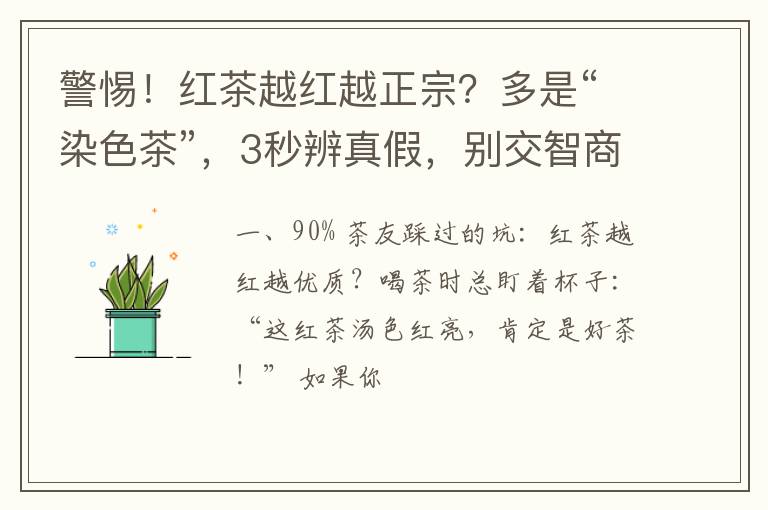 警惕！红茶越红越正宗？多是“染色茶”，3秒辨真假，别交智商税