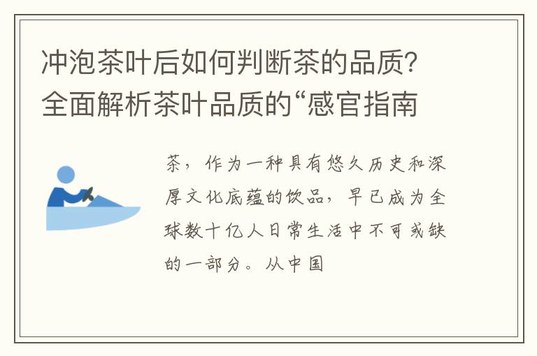 冲泡茶叶后如何判断茶的品质？全面解析茶叶品质的“感官指南”