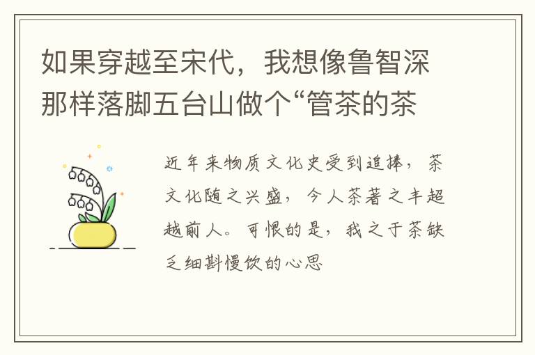 如果穿越至宋代，我想像鲁智深那样落脚五台山做个“管茶的茶头”