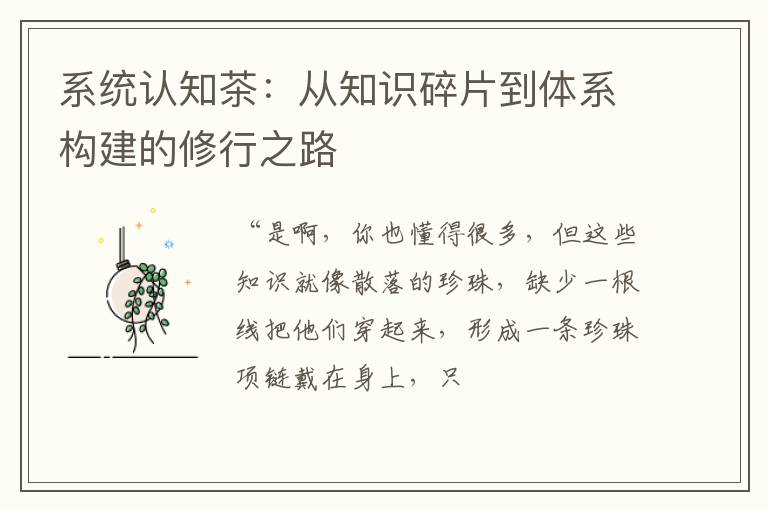 系统认知茶：从知识碎片到体系构建的修行之路