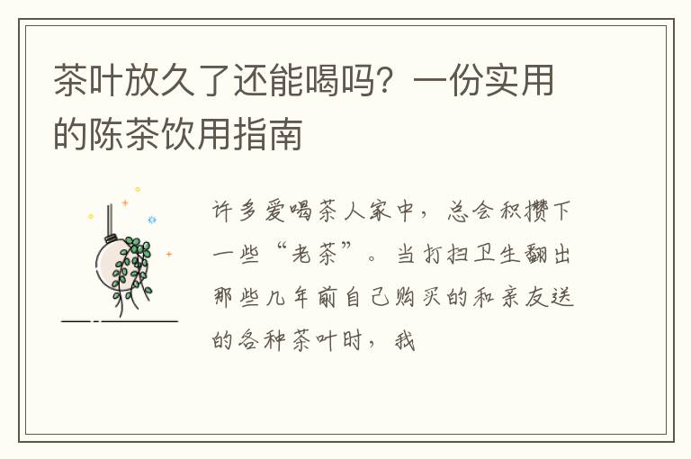 茶叶放久了还能喝吗？一份实用的陈茶饮用指南