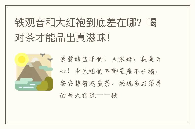铁观音和大红袍到底差在哪？喝对茶才能品出真滋味！