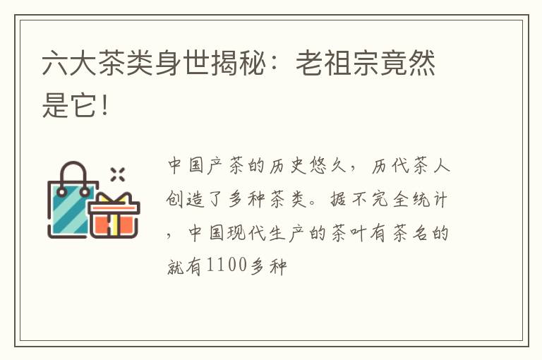 六大茶类身世揭秘:老祖宗竟然是它!
