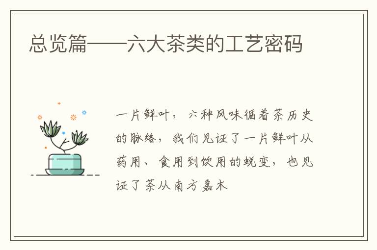 总览篇——六大茶类的工艺密码