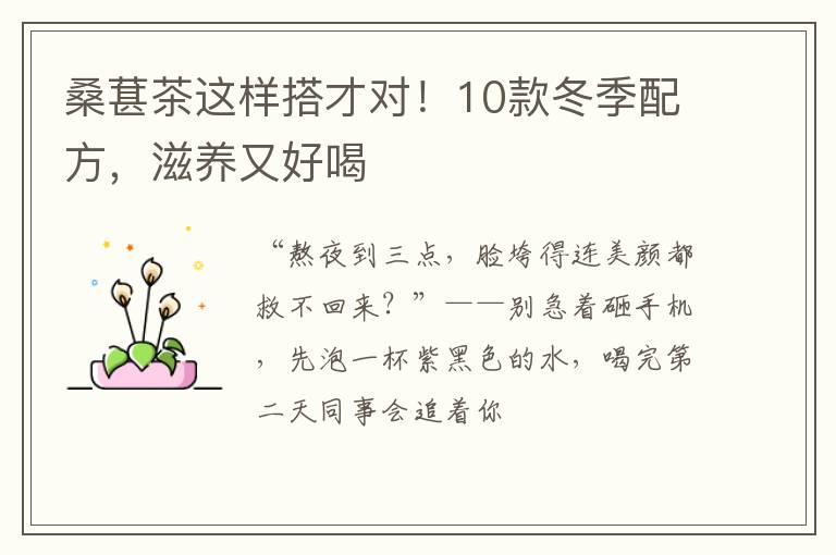 桑葚茶这样搭才对！10款冬季配方，滋养又好喝