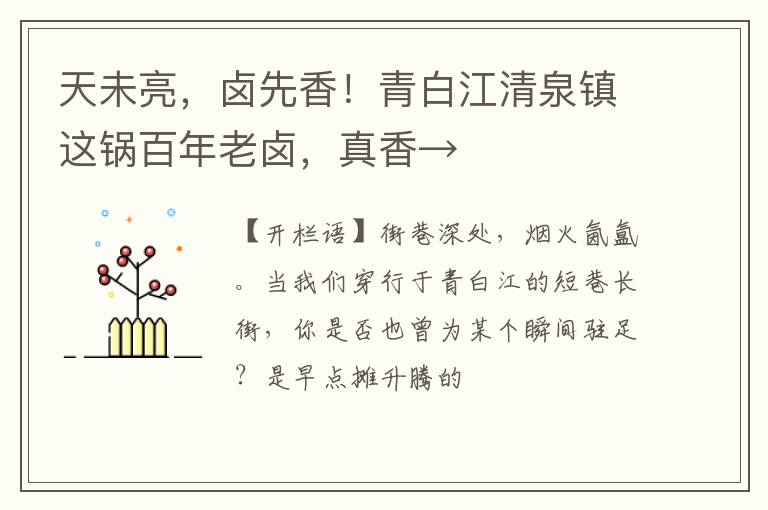 天未亮，卤先香！青白江清泉镇这锅百年老卤，真香→