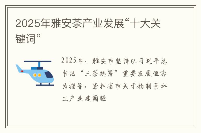 2025年雅安茶产业发展“十大关键词”