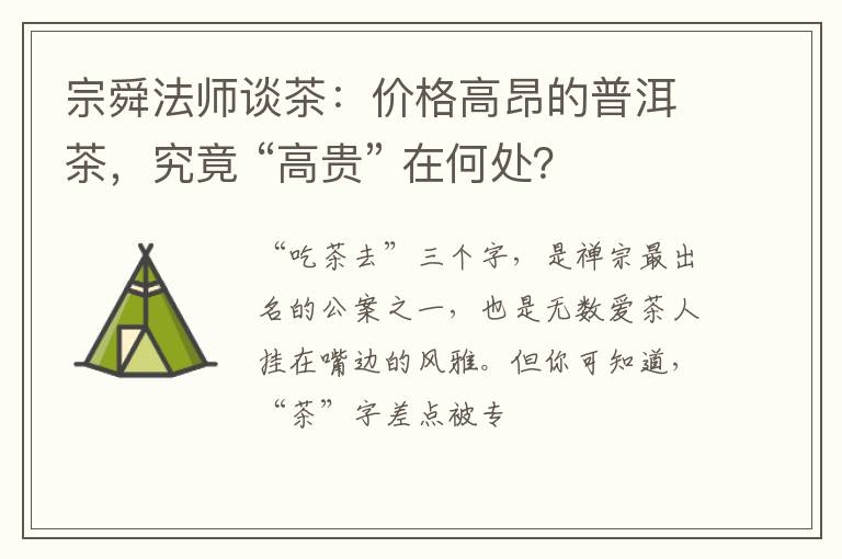 宗舜法师谈茶：价格高昂的普洱茶，究竟 “高贵” 在何处？