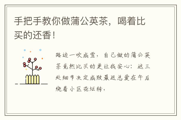 手把手教你做蒲公英茶,喝着比买的还香!