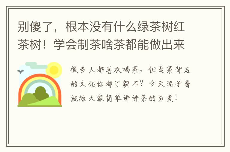 别傻了，根本没有什么绿茶树红茶树！学会制茶啥茶都能做出来