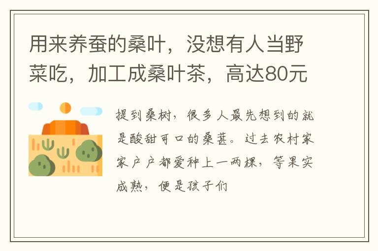 用来养蚕的桑叶，没想有人当野菜吃，加工成桑叶茶，高达80元一斤