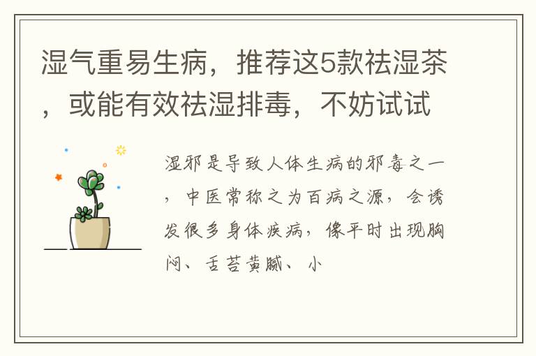 湿气重易生病，推荐这5款祛湿茶，或能有效祛湿排毒，不妨试试
