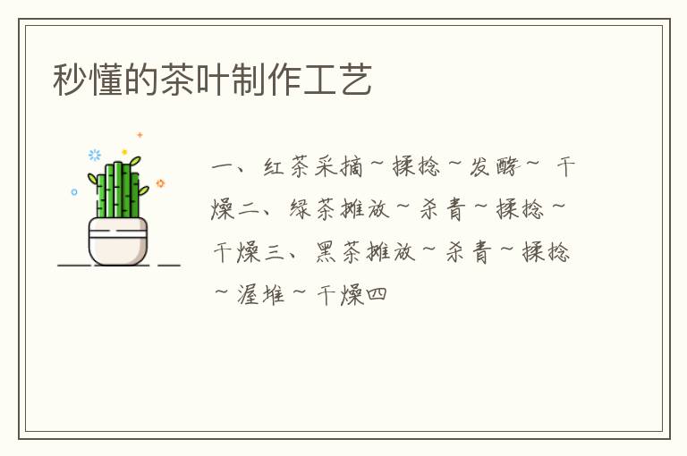 秒懂的茶叶制作工艺